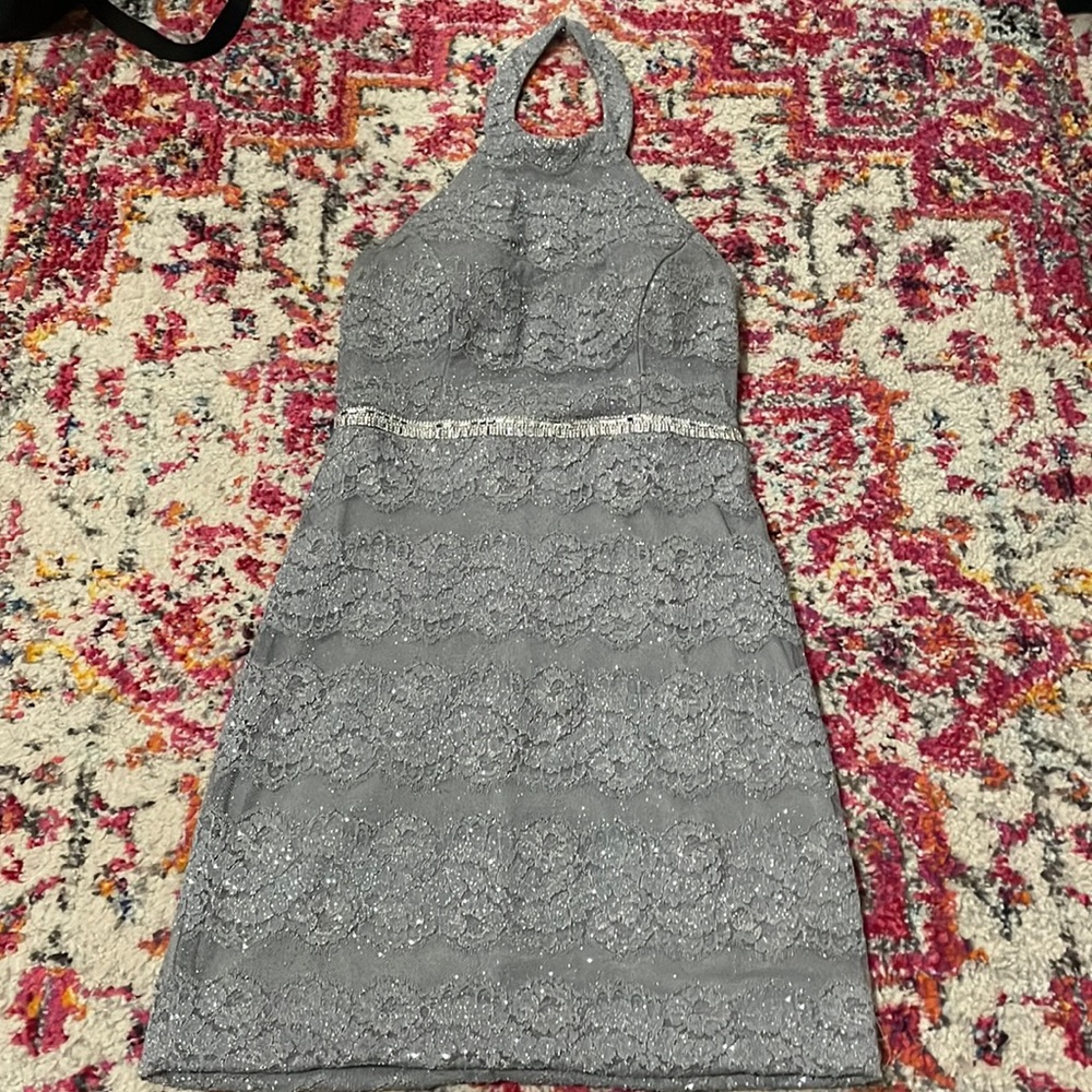 Silver, glittery formal dress from City Studio